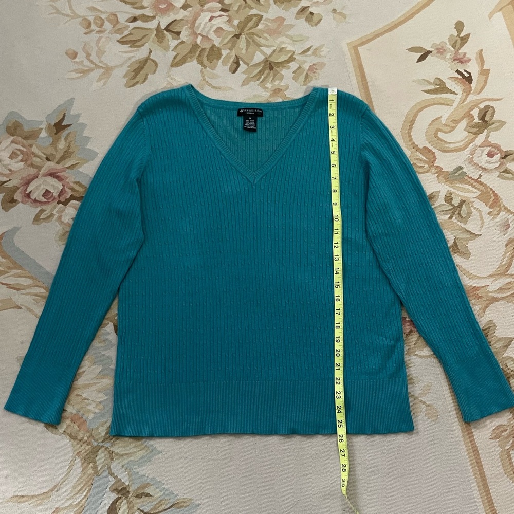 Madison Teal Ribbed Knit Top - Picture 5 of 5